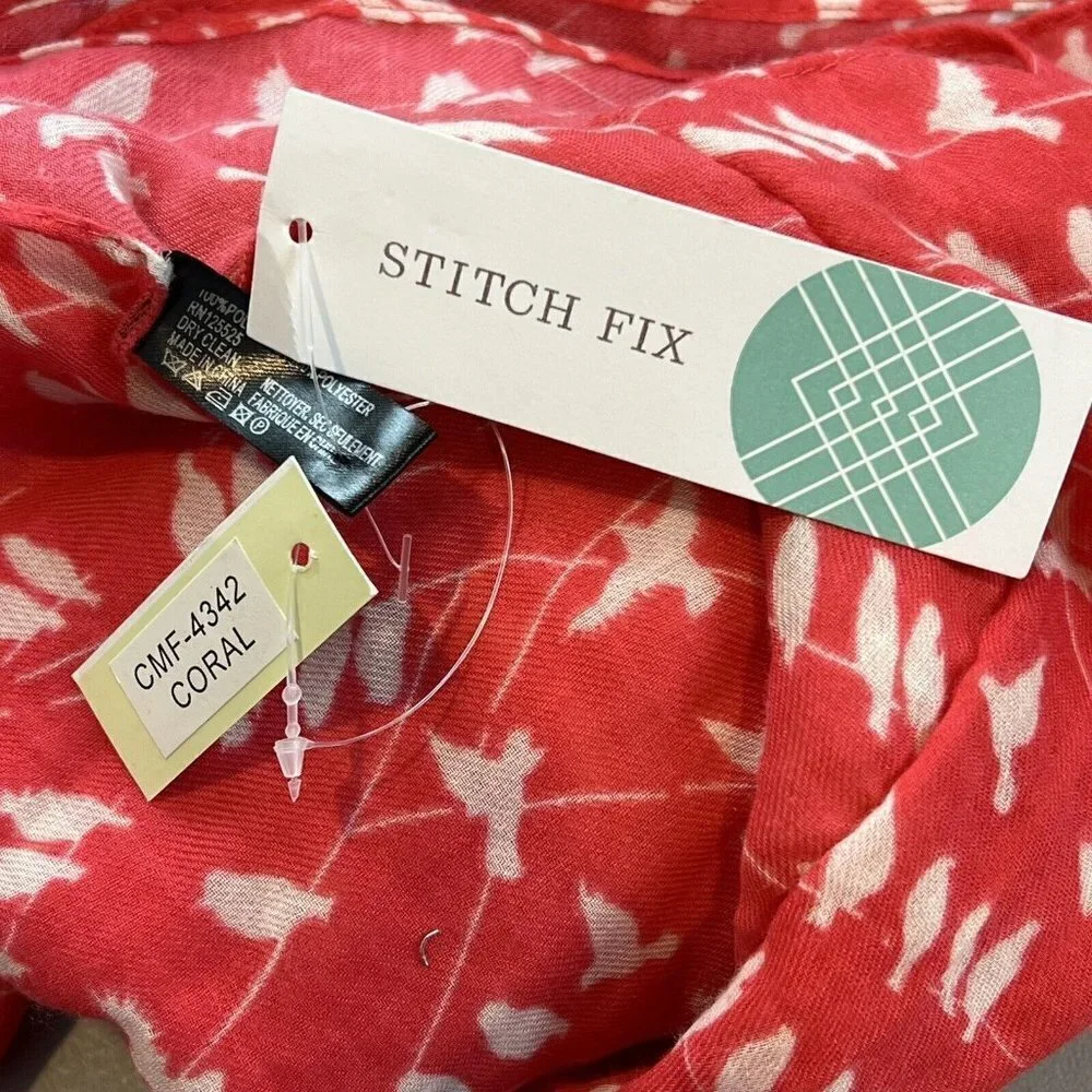 Stitch Fix Octavia Infinity Scarf Henry Birds on Branch‎ Coral New NWT